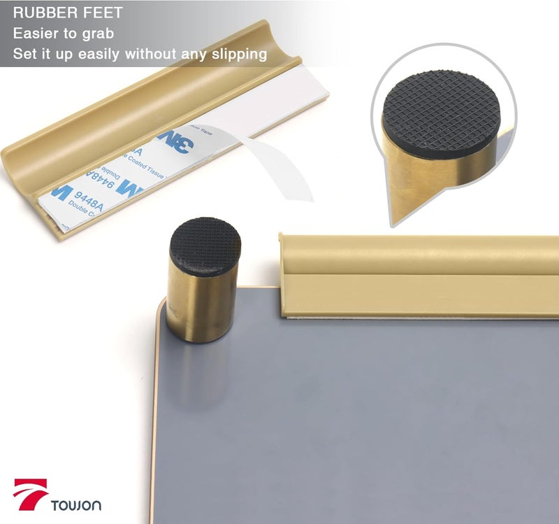 TOWON Gold Metallic Glossy Mirror Small White Board with Nail Support, Mini Desktop Glass Whiteboard, Desk White Board Dry Erase with Accessories, Stenography Artifact for Office Homeschooling Décor, 8x6'' - Image 4